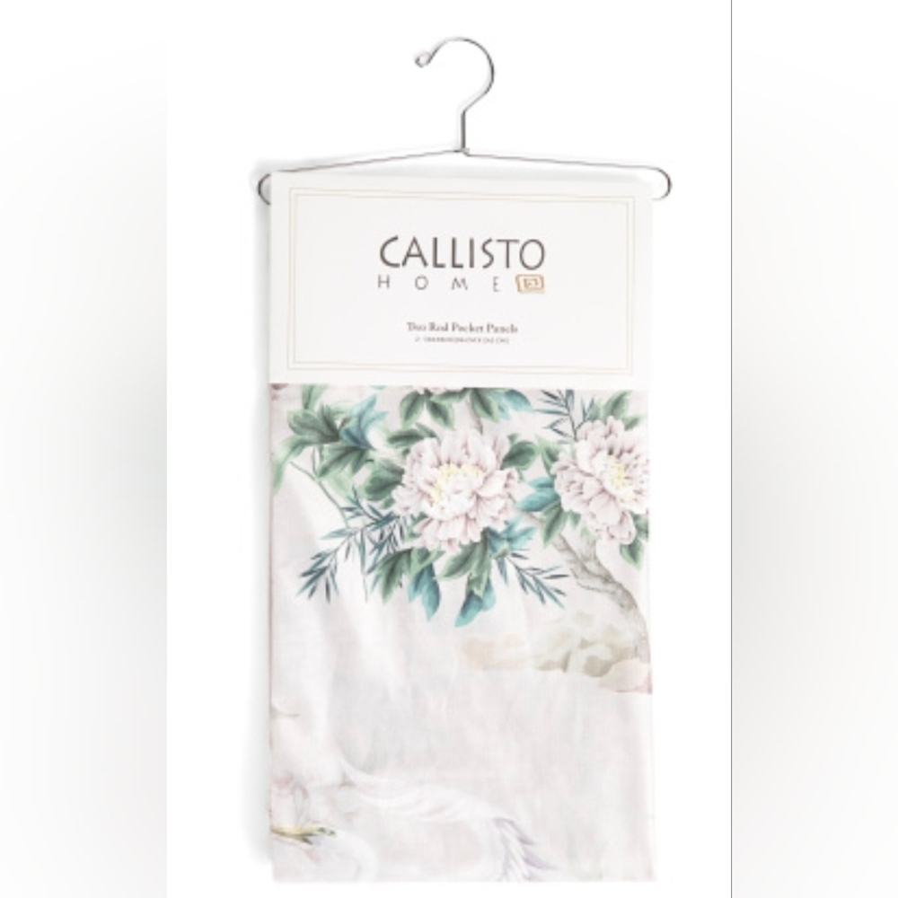 Callisto Home Floral Window Panels Drapes with Pink and Green Accents 38x96